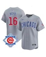 Youth Chicago Cubs #16 Matthew Boyd Grey Road Vapor Limited 150th Anniversary Authentic Lettering Jersey
