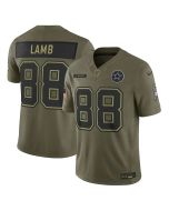 Youth Dallas Cowboys #88 CeeDee Lamb Olive 2025 Salute to Service Limited Jersey (Olive)