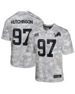 Youth Detroit Lions #97 Aidan Hutchinson Arctic Camo 2024 Salute to Service Game Jersey