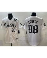 Youth Las Vegas Raiders #98 Maxx Crosby White "Gothic Sin City Shadows Edition" With 65th Anniversary Patch Vapor Limited Stitched Baseball Jersey (White)