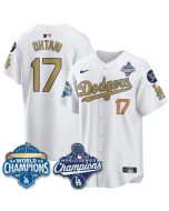 Youth Los Angeles Dodgers #17 Shohei Ohtani White 2025 World Series Champions Jersey (2025)