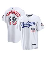 Youth Los Angeles Dodgers #18 Yoshinobu Yamamoto White USA 250 Fourth of July Home Stadium Jersey (White)