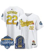 Youth Los Angeles Dodgers #22 Clayton Kershaw White LAD x PKM 2026 Baseball Jersey (White)