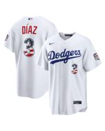 Youth Los Angeles Dodgers #3 Edwin Diaz White USA 250 Fourth of July Home Stadium Jersey (White)