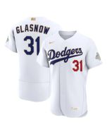 Youth Los Angeles Dodgers #31 Tyler Glasnow White 2026 Gold Collection Authentic Jersey