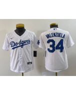 Youth Los Angeles Dodgers #34 Toro Valenzuela White Stitched Baseball Jersey