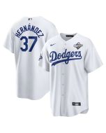 Youth Los Angeles Dodgers #37 Teoscar Hernandez White Home 2025 World Series Champions Replica Jersey