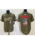 Youth Los Angeles Dodgers #5 Freddie Freeman Olive 2026 Armed Forces Day 250 Fourth of July Stitched Baseball Jersey (Olive)