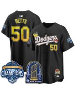 Youth Los Angeles Dodgers #50 Mookie Betts Black LAD x PKM 2026 Baseball Jersey (Black)