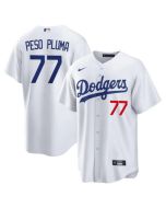 Youth Los Angeles Dodgers #77 Peso Pluma White Stitched Baseball Jersey (White)