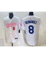 Youth Los Angeles Dodgers #8 Enrique Hernandez White Cool Base Stitched Baseball Jersey (White)
