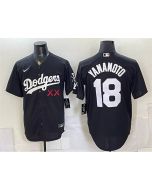 Youth Los Angeles Dodgers x KAWS #18 Yoshinobu Yamamoto Black Vapor Premier Limited Baseball Jersey (Style 2)