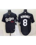 Youth Los Angeles Dodgers x KAWS #8 Enrique Hernandez Black Vapor Premier Limited Baseball Jersey