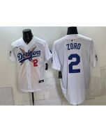 Youth Los Angeles Dodgers x One Piece #2 Zoro White Vapor Premier Limited Jersey (White)