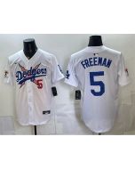 Youth Los Angeles Dodgers x One Piece #5 Freddie Freeman White Vapor Premier Limited Stitched Baseball Jersey