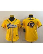 Youth Los Angeles Rams Yellow Team Big Logo With Patch Cool Base Stitched Baseball Jersey