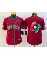 Youth Mexico Baseball 2023 Red Big Logo World Baseball Classic Stitched Jersey