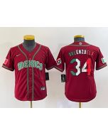 Youth Mexico Baseball #34 Fernando Valenzuela 2023 Red World Baseball Classic With Patch Stitched Jersey