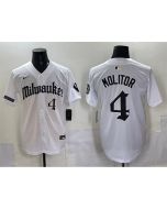 Youth Milwaukee Brewers #4 Paul Molitor White "Gothic 414 Shadows Edition" Vapor Premier Limited Stitched Jersey