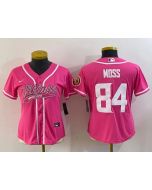 Youth Minnesota Vikings #84 Randy Moss Pink With Patch Cool Base Stitched Baseball Jersey