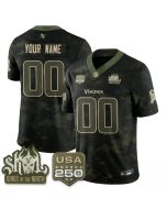 Youth Minnesota Vikings Camo 2026 Salute to Service Vapor F.U.S.E. Limited Custom Jersey (Style 4)