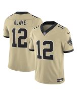 Youth New Orleans Saints #12 Chris Olave Gold Alternate Gameday Golds Alternate Vapor F.U.S.E. Limited Jersey