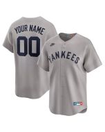 Youth New York Yankees Gray Throwback Cooperstown Collection Limited Custom Jersey