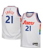Youth Philadelphia 76ers Joel Embiid White 2024/25 Swingman Player Jersey - City Edition