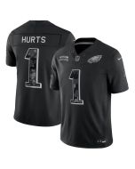Youth Philadelphia Eagles #1 Jalen Hurts Black 2026 Salute to Service Vapor F.U.S.E. Limited Jersey