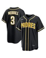 Youth San Diego Padres #3 Jackson Merrill Fashion Replica Black Out Jersey (Black)