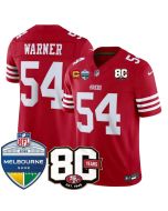 Youth San Francisco 49ers #54 Fred Warner Red 80th Anniversary And Melbourne Game Patch 2026 Vapor F.U.S.E. Untouchable Limited Jersey (Red)