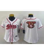 Youth San Francisco 49ers White Team Big Logo With Patch Cool Base Stitched Baseball Jersey