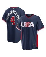 Youth USA Baseball #4 Pete Crow-Armstrong Navy 2026 World Baseball Classic Road Stadium Jersey