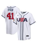 Youth USA Baseball #41 Joe Ryan White 2026 World Baseball Classic Home Stadium Jersey (White)