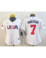 Youth USA Baseball #7 Tim Anderson 2023 White World Baseball Classic Stitched Jersey