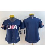 Youth USA Baseball Blank 2023 Navy World Baseball Classic Stitched Jersey